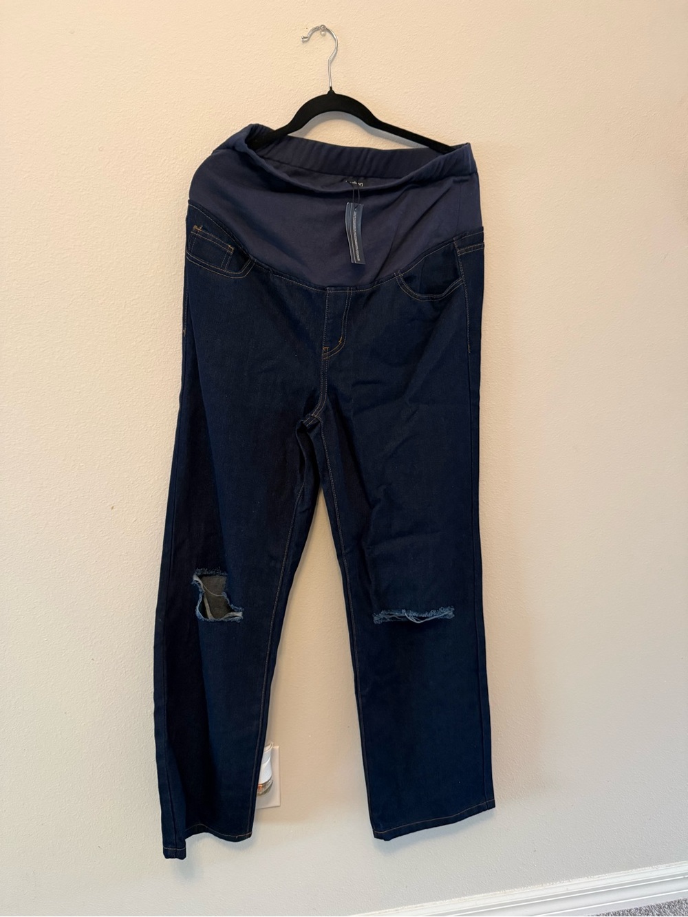 Boohoo Dark Navy Straight Leg Maternity Jeans